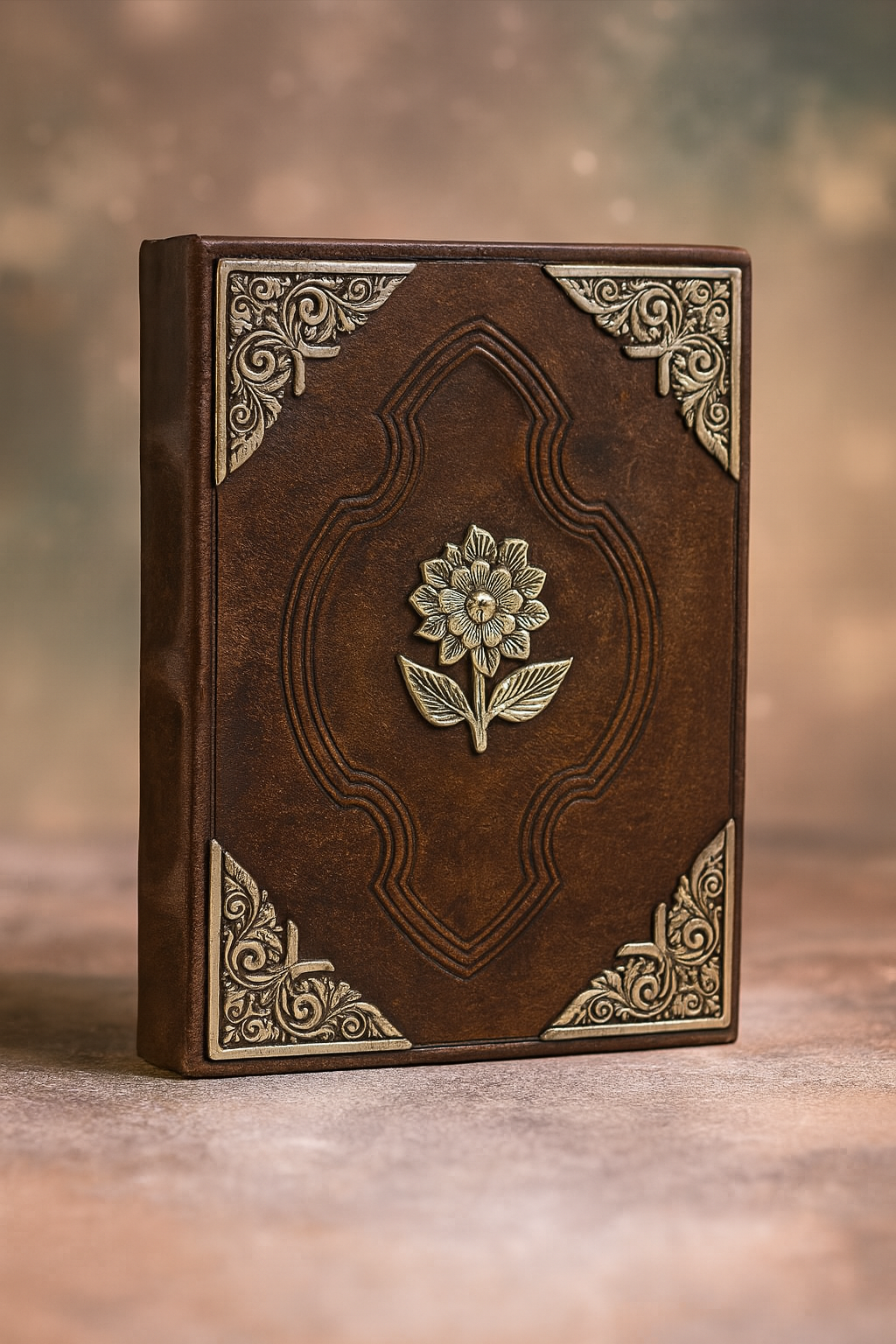 🌹 Robuust Notitieboek met Zinken Roos – Tijdloos, Spiritueel & Vol Karakter