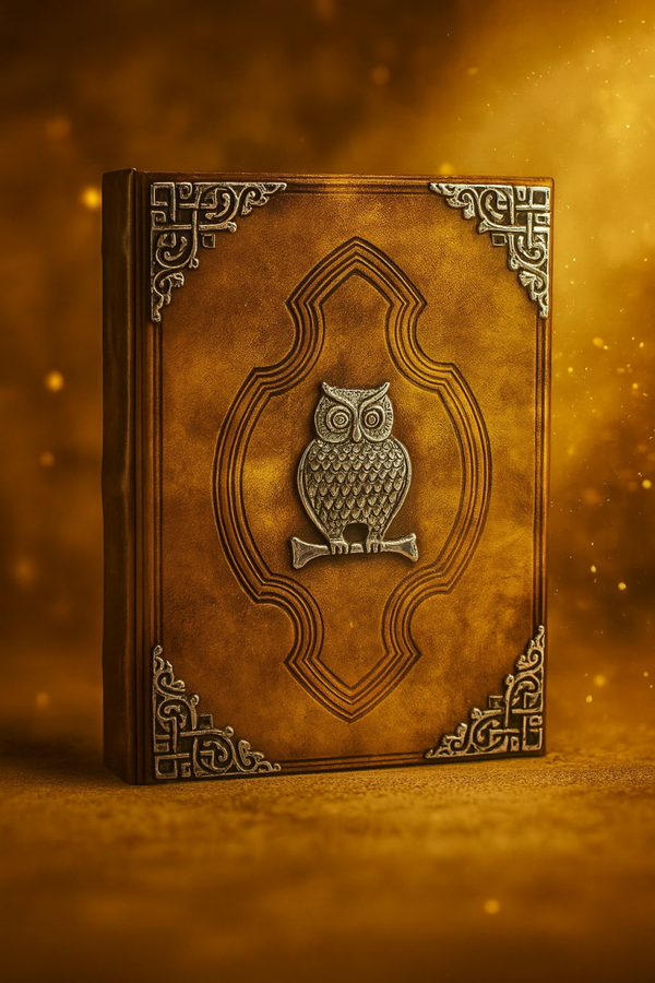 📔 Robuust notitieboek met zinken uil decoratie – Wijsheid op papier 🦉✨