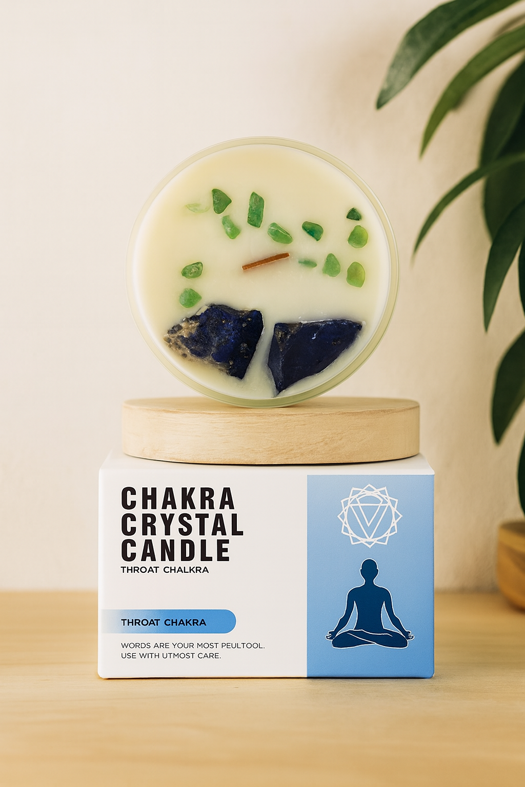 Chakra Crystal Candle – Throat Chakra