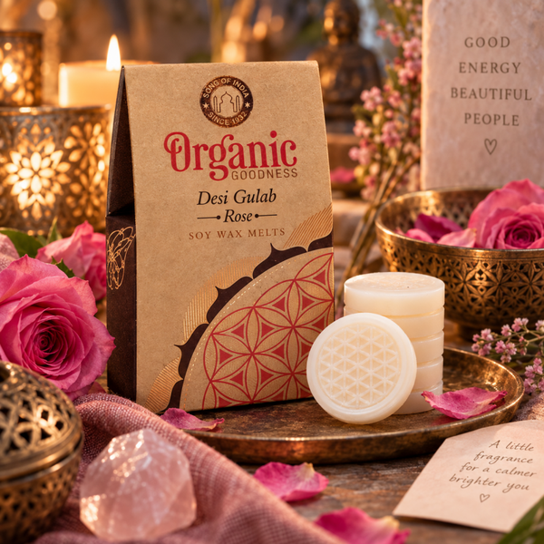 Organic Goodness Sojawas Smeltkaarsjes – Desi Gulab Roos