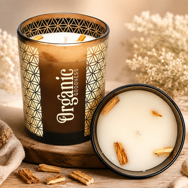 🌿 Organic Goodness Sojawas Kaars – Palo Santo & Cederhout