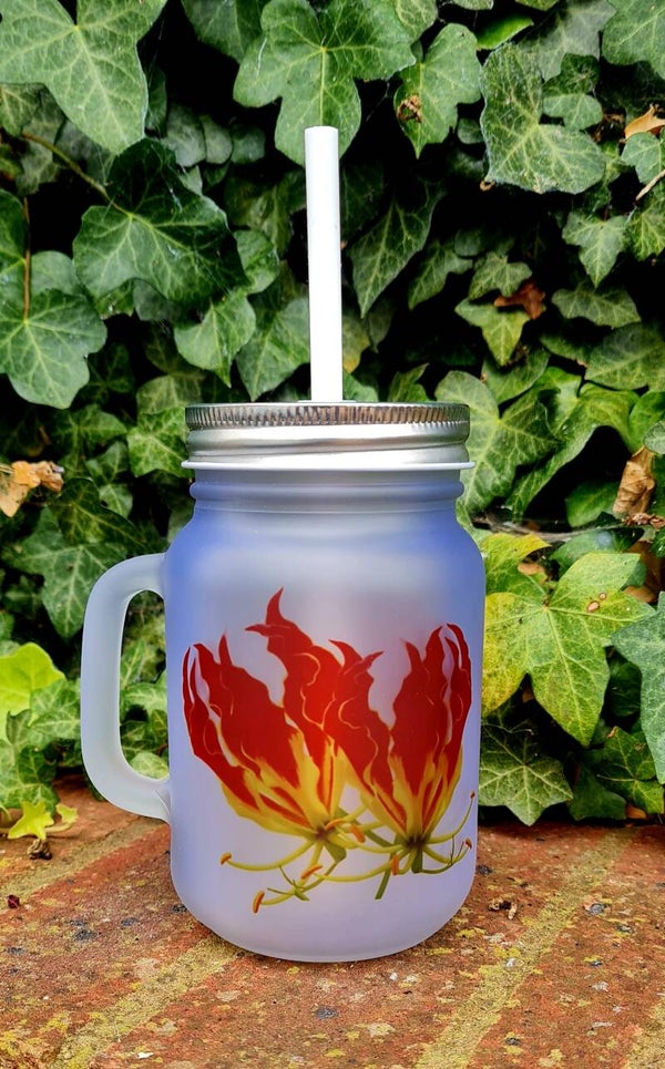 Flame Lily Glass Jar