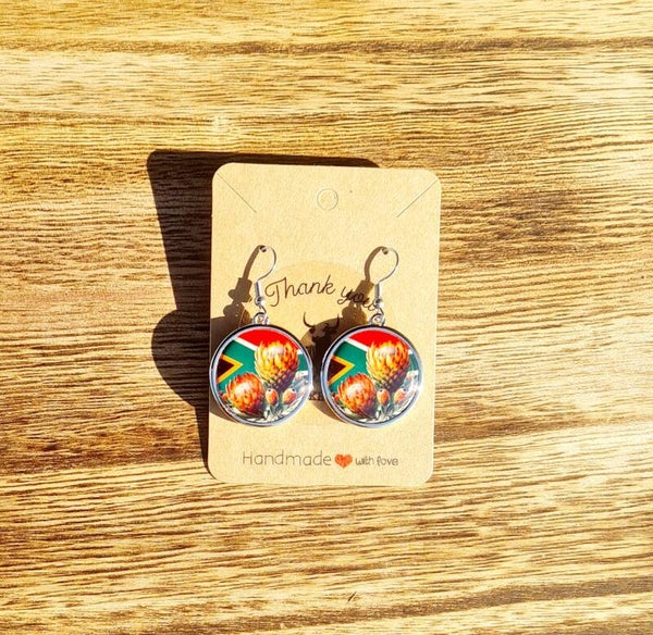 SA Flag Protea Earrings