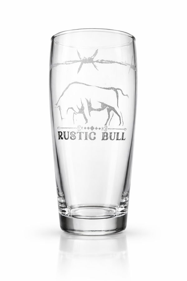 Rustic Bull Pint Glass