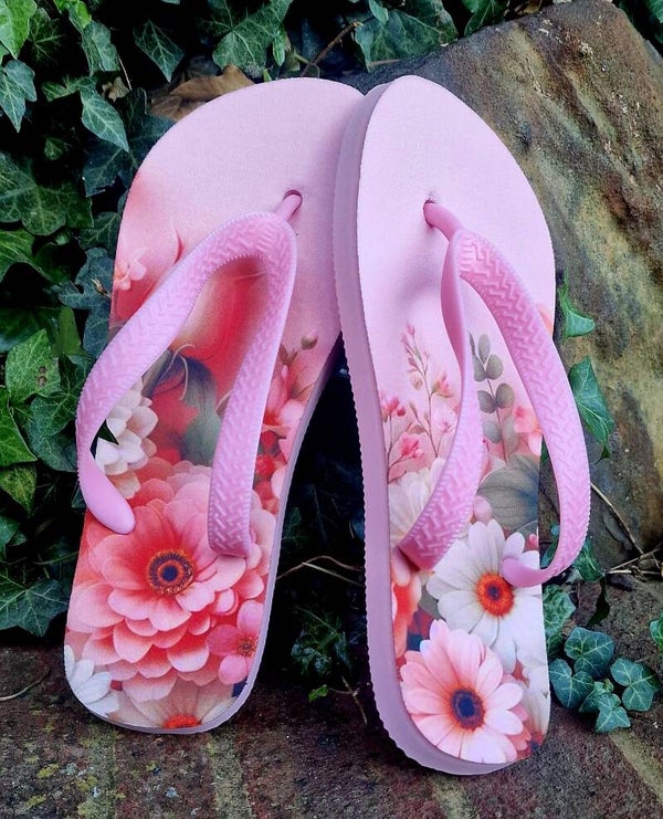 Pink Flowers - Flip Flops