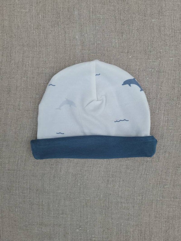 Babymutsje blauw-dolfijn