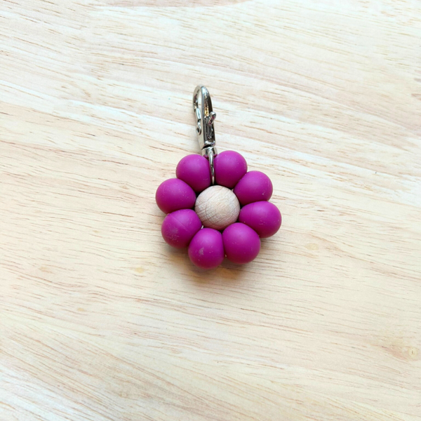 Sleutelhanger silicone bloem Paars