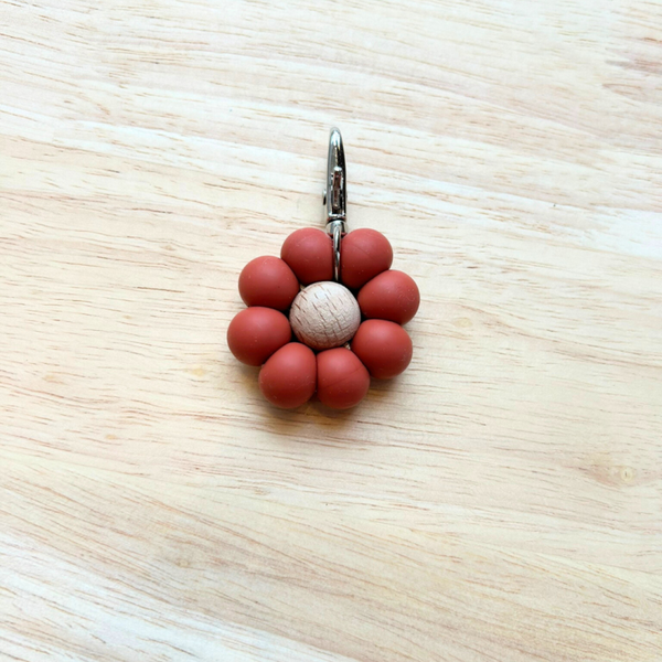 Sleutelhanger silicone bloem Terracotta