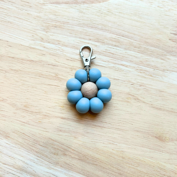 Sleutelhanger siliconen bloem Blauw