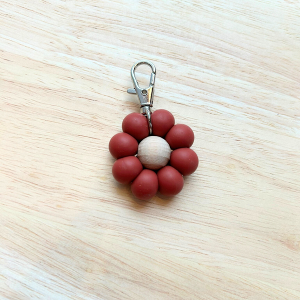 Sleutelhanger silicone bloem Bordeaux