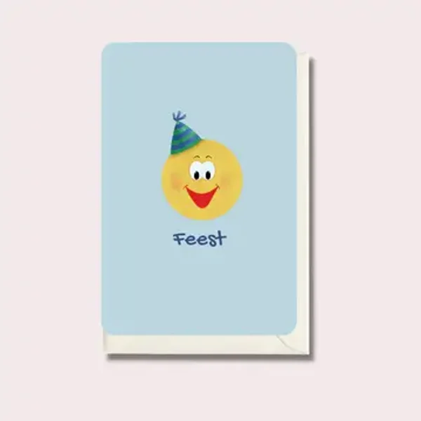 Wenskaart Smiley Feest