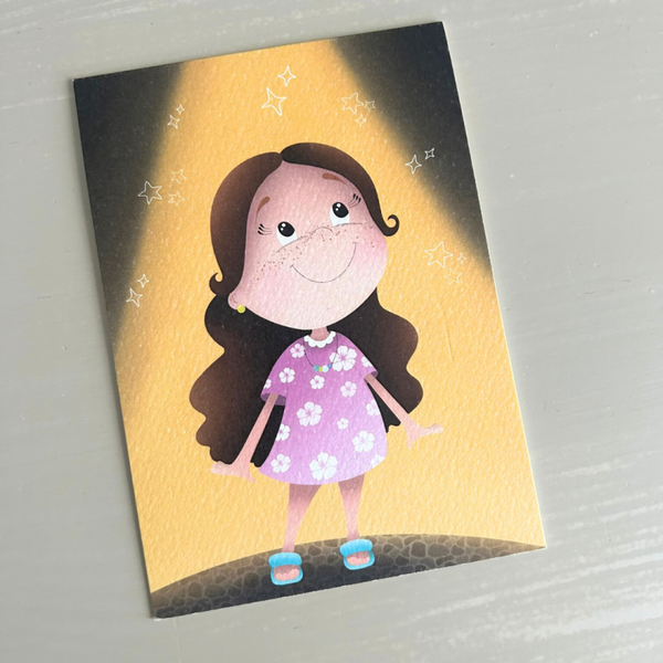 Wenskaart Meisje in spotlight