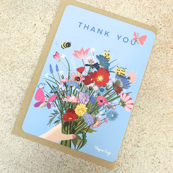 Wenskaart Thank You Flowers