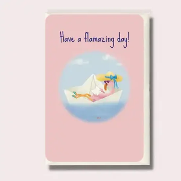 Wenskaart Flamingo