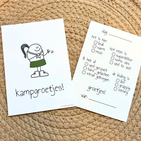 Wenskaart kampgroetjes meisje