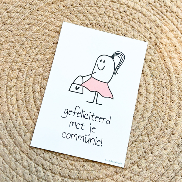 Wenskaart communnie meisje