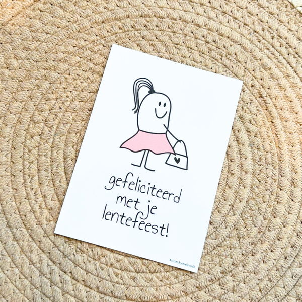 Wenskaart lentefeest meisje