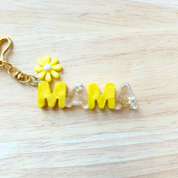 Sleutelhanger mama geel