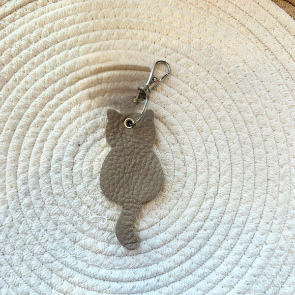 Lederen sleutelhanger poes