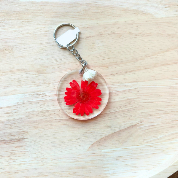 Sleutelhanger klein bloem rood