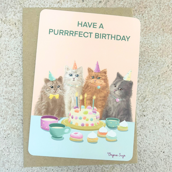 Wenskaart  Purrfect Birthday