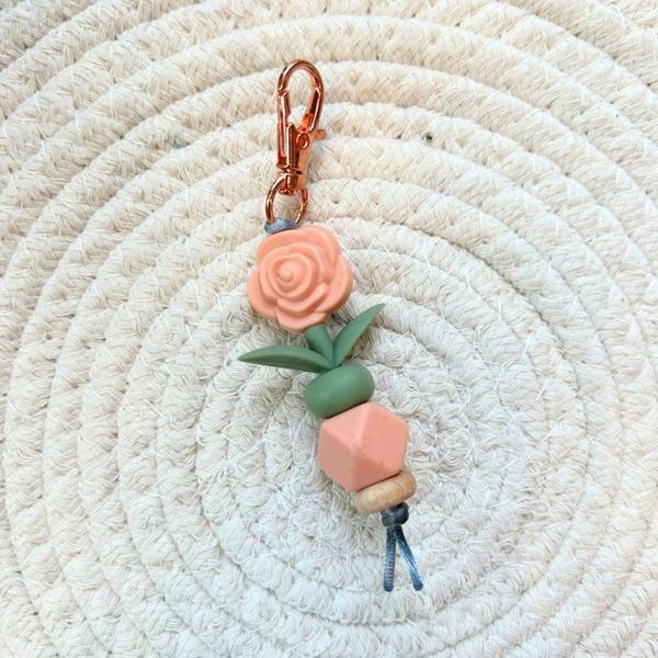Siliconen sleutelhanger bloemen roos