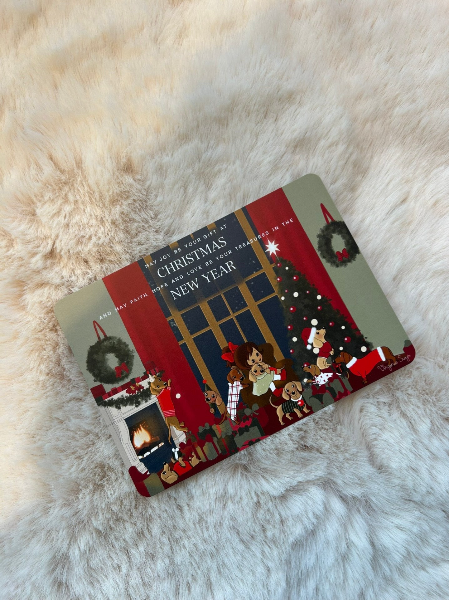 Wenskaart Kerst Sausage dog