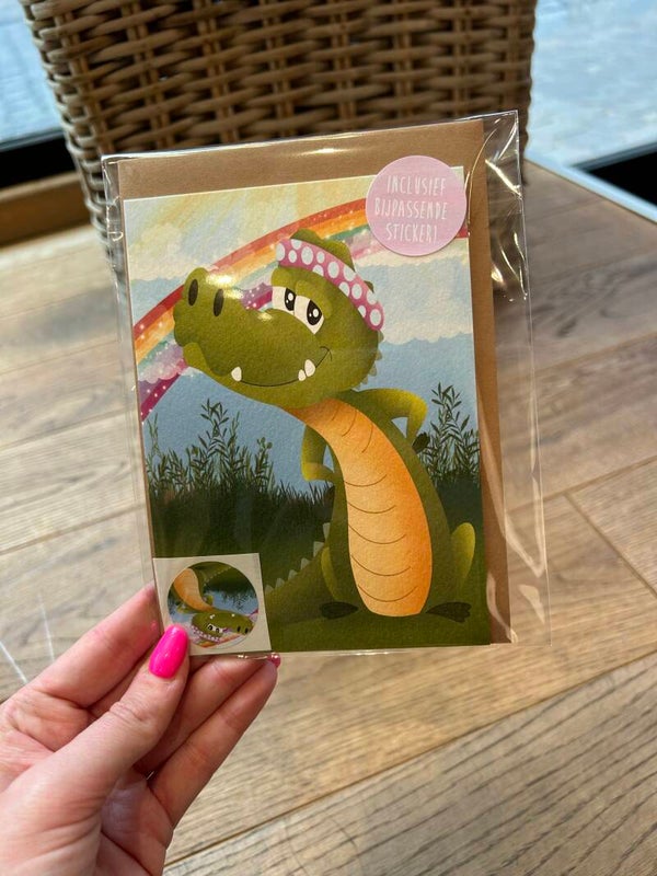 Wenskaart Krokodil