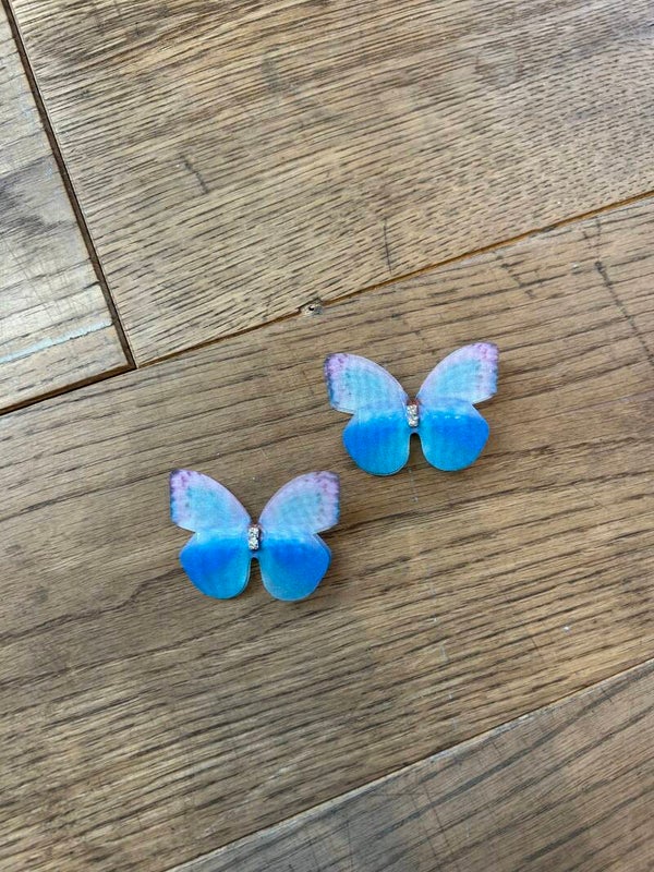 Haarspelden vlinder 2 kleuren blauw