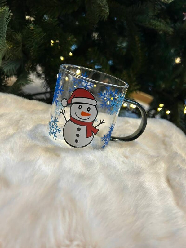 Glazen mok sneeuwman