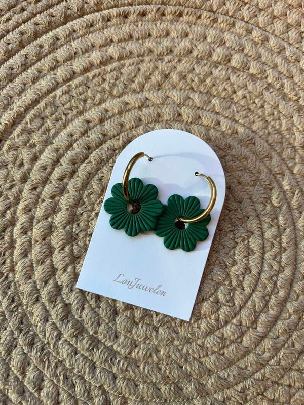 Oorbellen bloemen Groen