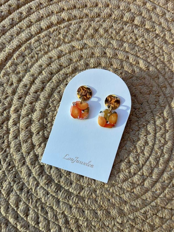Oorbellen Citrus Bloom vierkant