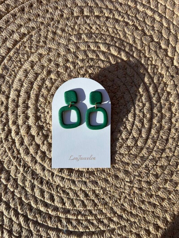 Oorbellen Groen vierkante hangers