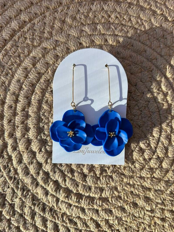 Oorbellen Bloem Blauw