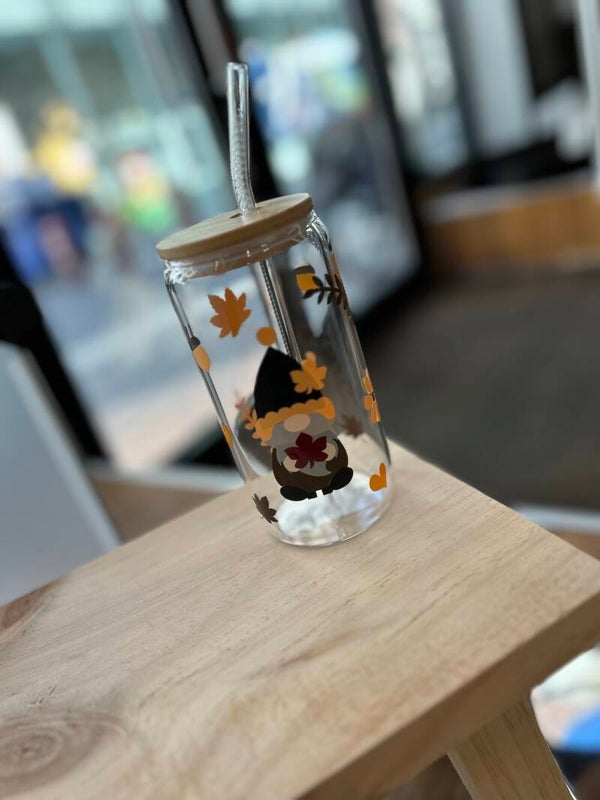 Glazen drinkbeker herfst gnome