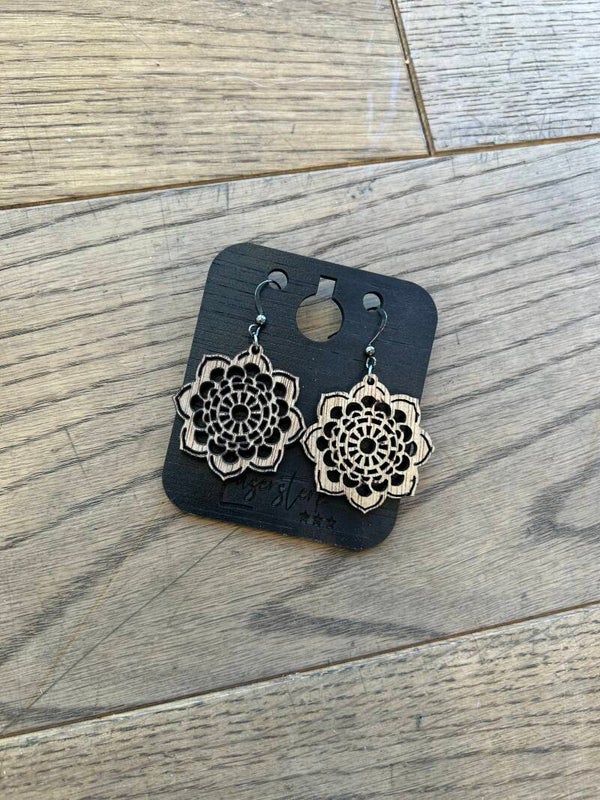 Houten Oorbellen Mandala