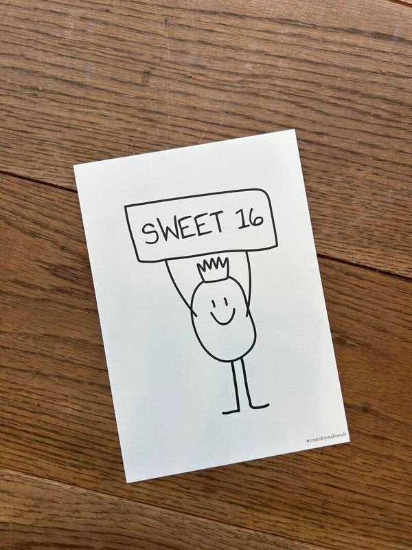 Wenskaart Sweet 16