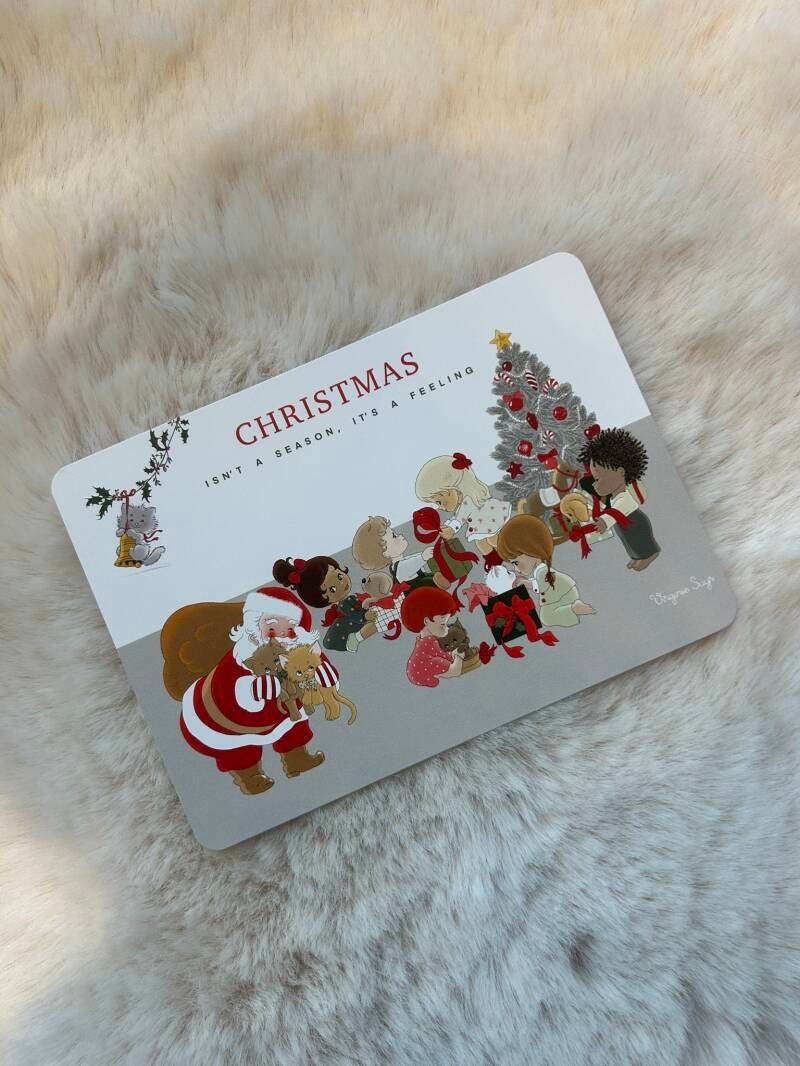 Wenskaart Kerst Santa christmas tree