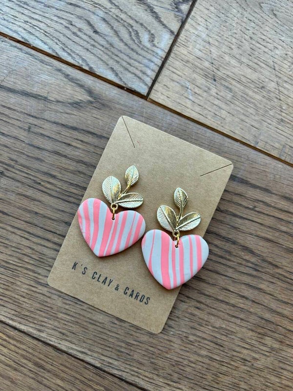 Oorbellen Hartje roze gestreept