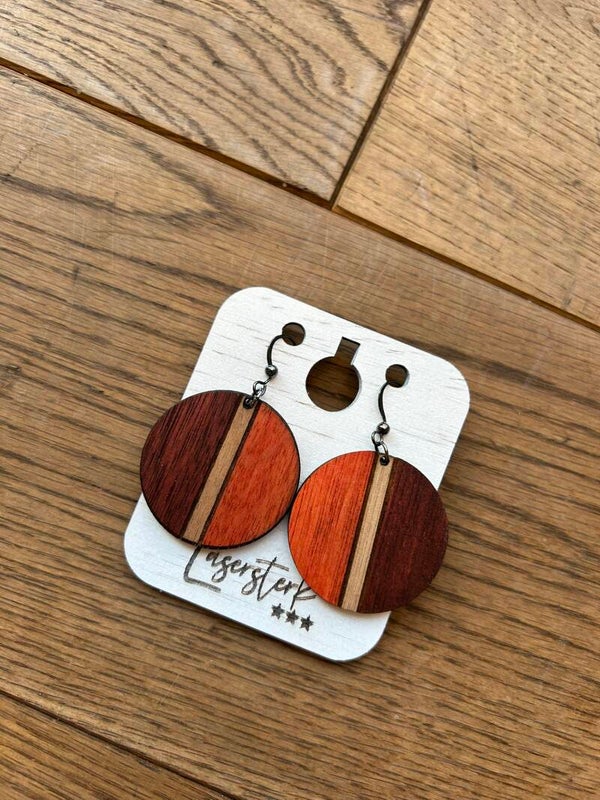 Houten Oorbel Rond Terracotta/Bruin