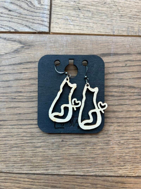 Houten Oorbel Poes