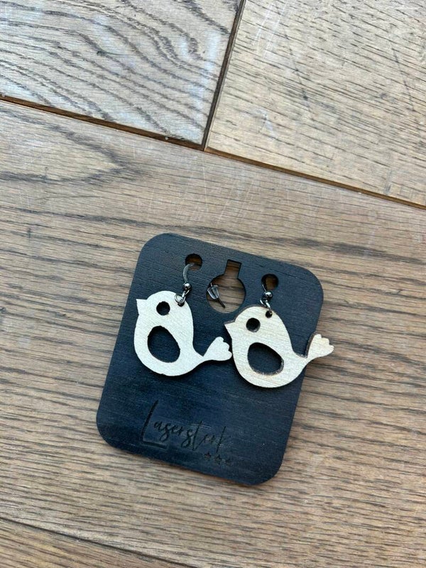 Houten Oorbel Vogels