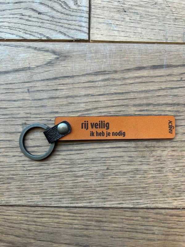 Sleutelhanger Leder Rij veilig