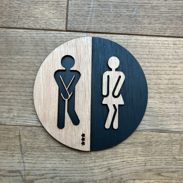 Houten wc sign toilet