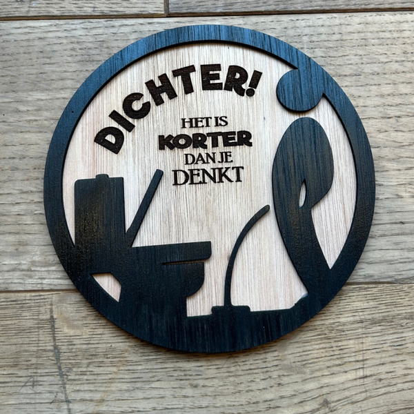 Houten wc sign dichter
