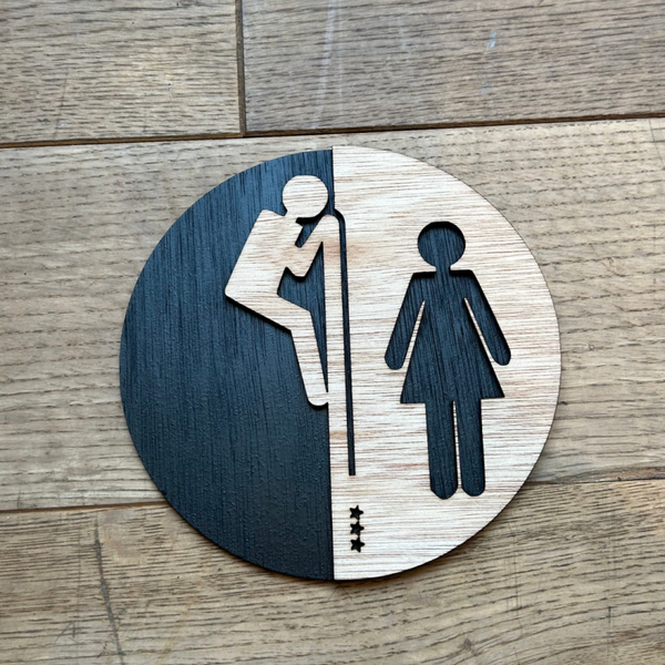 Houten wc sign piep