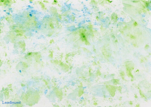 Ein abstraktes Aquarell in Grün und Blau.