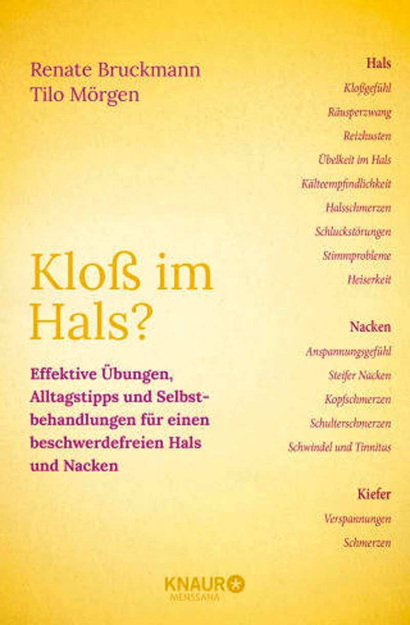 Cover zum Buch Rezension: Rezension zu "Kloß im Hals? Effektive Übungen, Alltagstipps und Selbstbehandlungen für einen beschwerdefreien Hals und Nacken"Renate Bruckmann und Tilo Mörgen