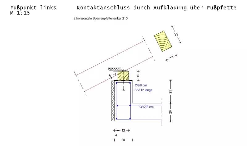Statik Anschluss Fusspfette mit MB Baustatik