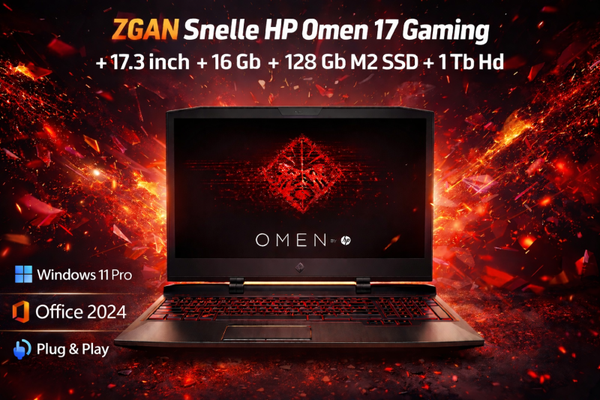 Gaming HP Omen 17 + 17.3 inch + GTX 1050 Ti Video + M2 SSD + 1 Tb Hd + Startklaar + Garantie